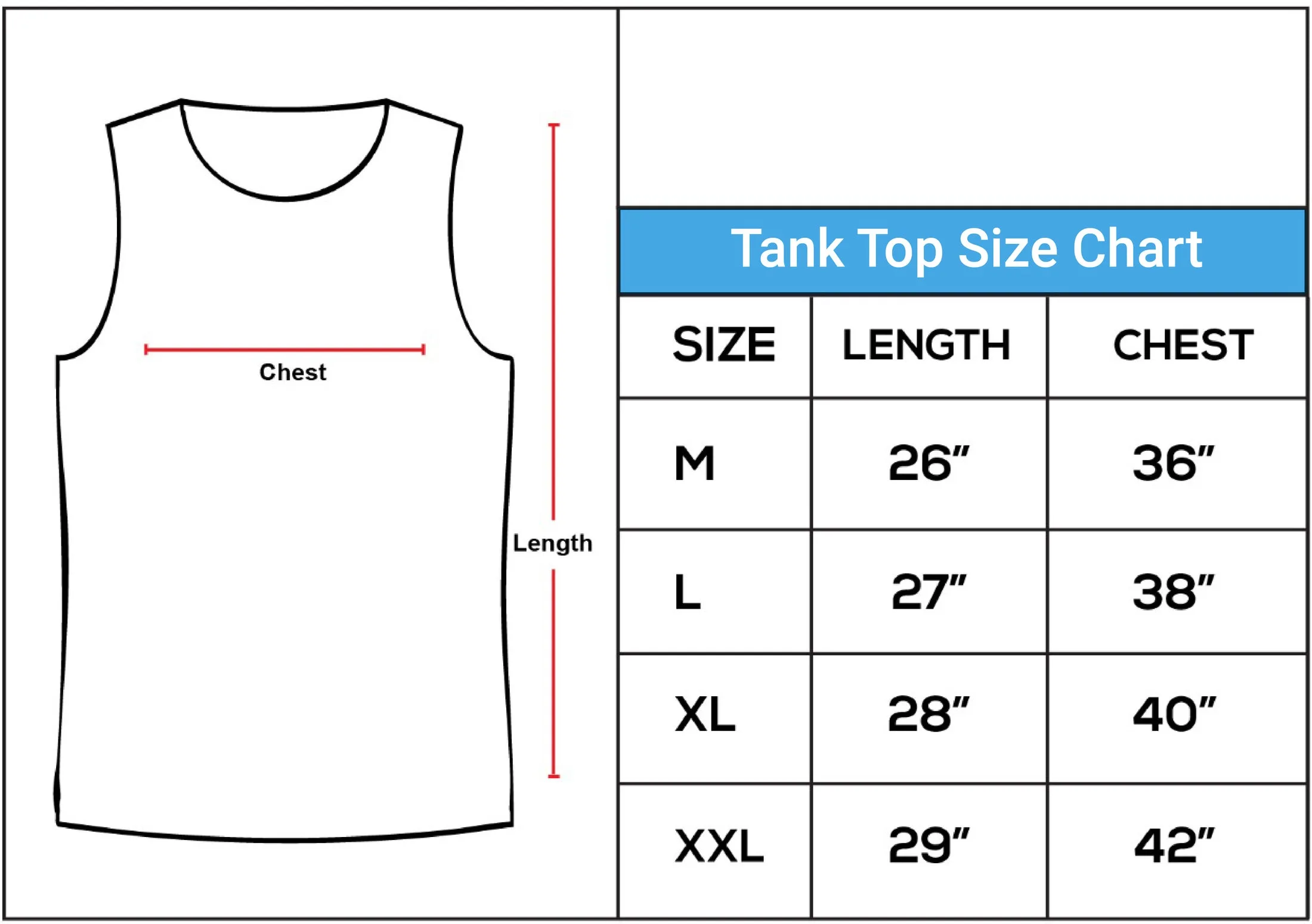 Tank Top Size Chart